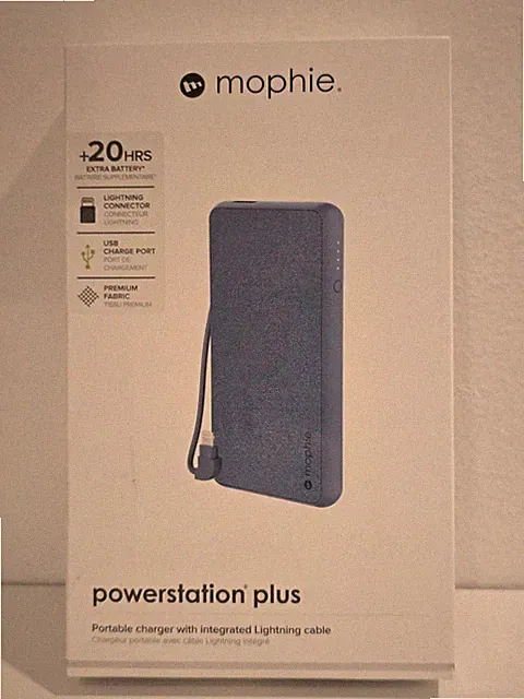 Mophie Powerstation Plus Portable Charger w/ Lightning Cable MFi-Certified Blue