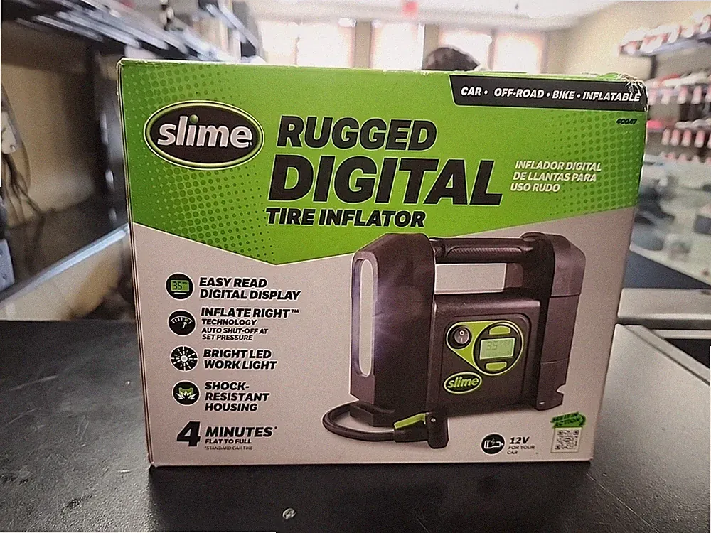 Slime 40047 Tire Inflator, Portable Car Air Compressor, Rugged, Inflate Right...